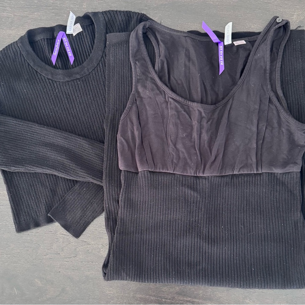 Maternity Black Ribbed Sweater & Tank Set